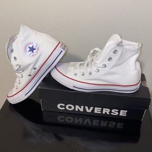 Brand New, Never Worn, White Hightop Women’s Converse Shoe Size 7